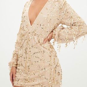 Gold Long sleeve mini dress